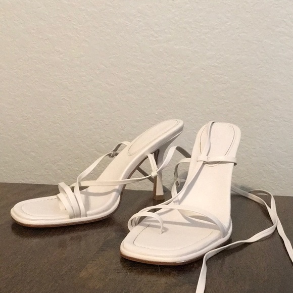 Size 12 Tie Up White 2 Inch Heels - Picture 1 of 1